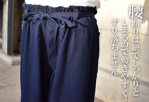 武州の藍染め 姫刺し作務衣 Mサイズ 上下セット 作業着 室内着 さむえ ファッション 衣料 おしゃれ 服 シンプル ポケット付き ゴム 衣類 服 埼玉県 羽生市