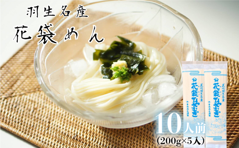 【 花袋ひやむぎ 】 10人前 ( 200g×5 ) 武州羽生名産 素朴 麺 冷や麦 明治六年創業 創業 武州 名産 名物 株式会社斉徳商店 埼玉県 羽生市 花袋ひやむぎ 10人前