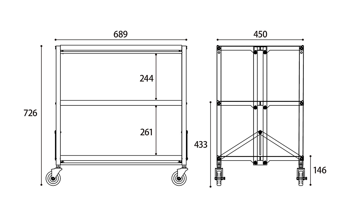 シャリエワゴン3段式