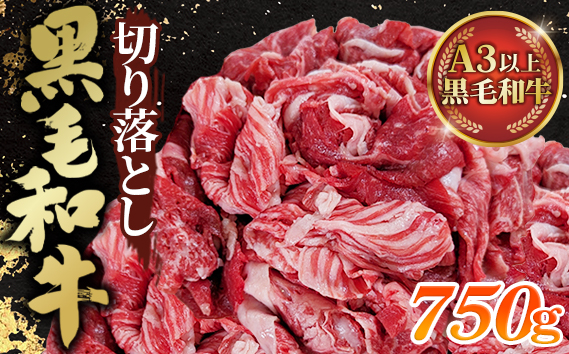 黒毛和牛切り落とし250g×3パック 合計750g