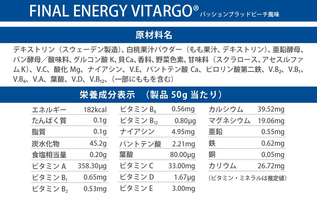 ファイン・ラボ ファイナルエナジーVITARGO® 1㎏ パッションブラッドピーチ風味
