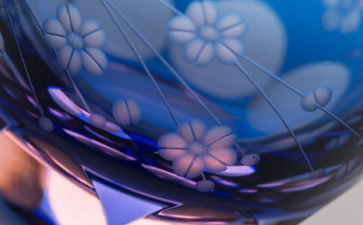 江戸切子 彩鳳 桜文様 ぐい呑ペア