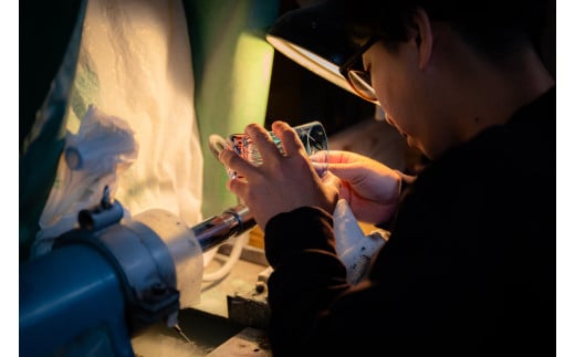 江戸切子 葡萄文様 足付ビール杯 ペア M-62-2V