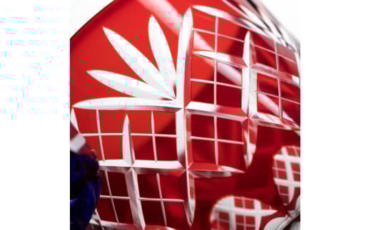 江戸切子 剣矢来重文様 オールド 【アカ】 M-131-R