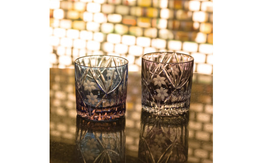 江戸切子 花籠文様 ミニオールド ムラサキ M-3067-V