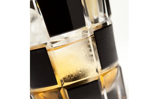 江戸切子 市松文様　黒 M-8285BK