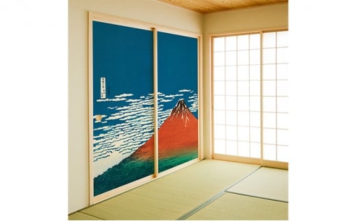 ＜凱風快晴＞糊で貼る糸入りふすま紙 プレミアム北斎