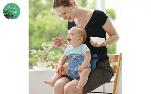 キャリフリー チェアベルト（デニムブルースター）＜第9回 キッズデザイン賞受賞>｜埼玉県 草加市 イス 取り付け おすわり 補助ベルト 出産祝い 内祝い 誕生日プレゼント 赤ちゃん 育児 ベビー用品 補助ベルト 安心 安全 チェアー 椅子 補助 助け 楽 食事