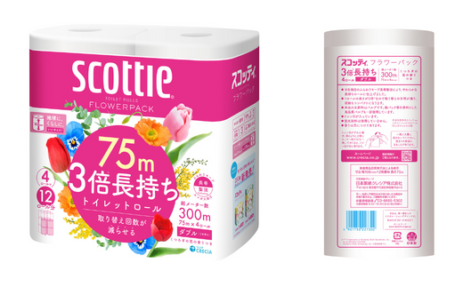 3倍長持ちトイレットロール スコッティティシューフラワーパック 4ロール×12P【入金確認後、最短10日～3週間程度に発送予定】