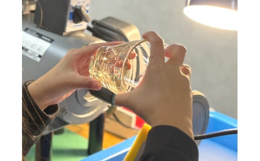 江戸切子 葡萄文様 足付ビール杯 ペア M-62-2V