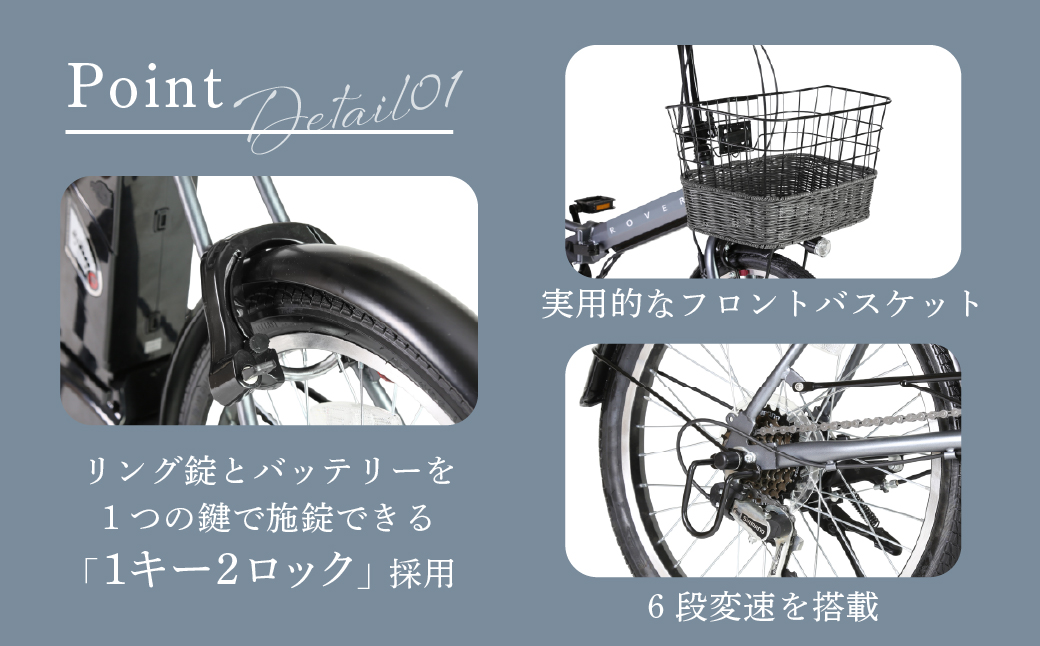 【スモークグレー】電動アシスト自転車 ローバーチェスターFDB206E