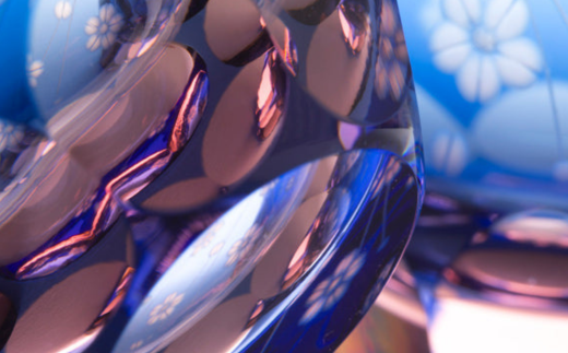 江戸切子 彩鳳 桜文様 ぐい呑ペア