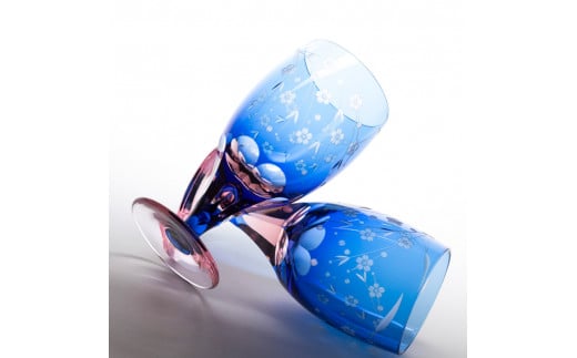 江戸切子 桜文様 足付ビール杯 ペア M-64-2BP