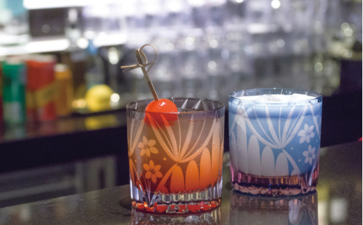 江戸切子 花籠文様 ミニオールド ブルーピンク M-3067-BP