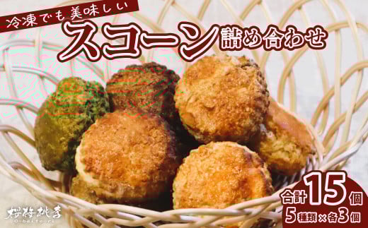 冷凍スコーン 5種15個セット(抹茶・チョコ・紅茶・スイート・ほうじ茶)