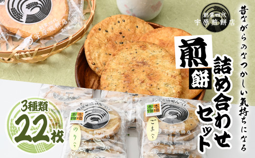 ＜3種合計22枚 ＞簡易包装 お煎餅詰め合わせセット