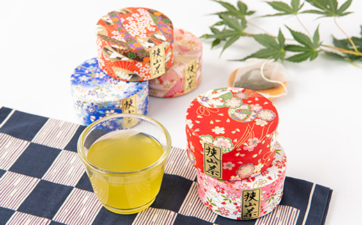 千代紙缶入り 狭山茶ティーバッグ「霞川 煎茶」