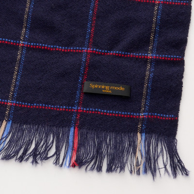 武州織技 ウールマフラー【ブルーチェック】