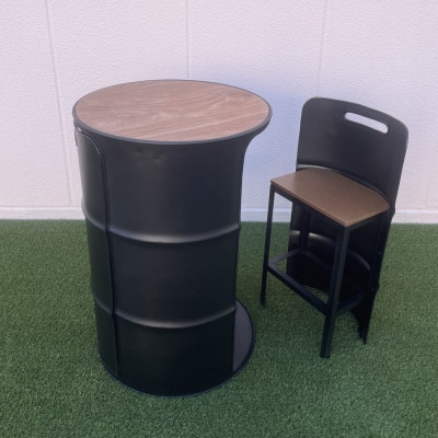 ドラム缶リメイク　HIGHチェアーテーブルセット　マットブラック限定