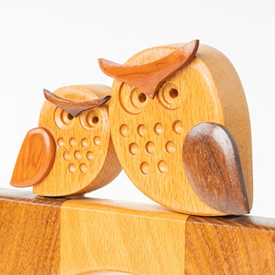 【時計】ウッディいるまのふくろう親子時計【ハンドメイド】