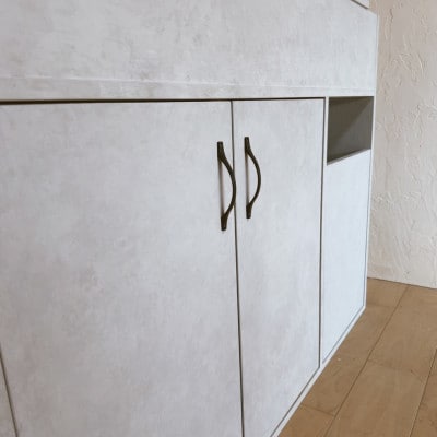 【完成品お届け】シャンプーキャビネット　コンクリート調　サイズオーダー  na296【配送不可地域：離島・沖縄県】