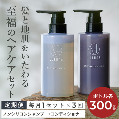 【毎月定期便】ルルーナ モイスチャーシャンプー＆コンディショナー(各300g)全3回