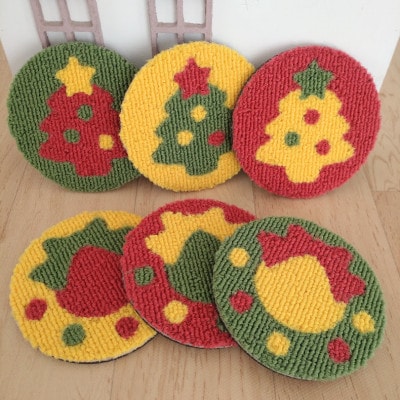 【COCAPE】　タイルカーペット　コースター6枚　セット　クリスマス