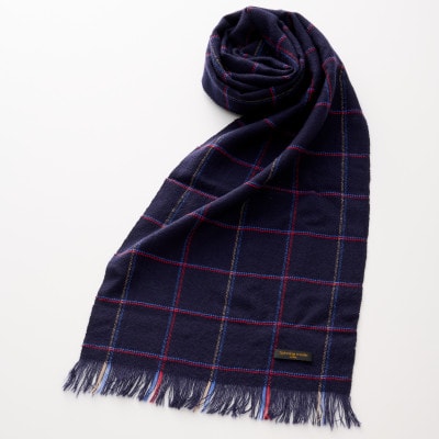 武州織技 ウールマフラー【ブルーチェック】