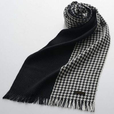 武州織技 ウールマフラー【ツーカラーBK】