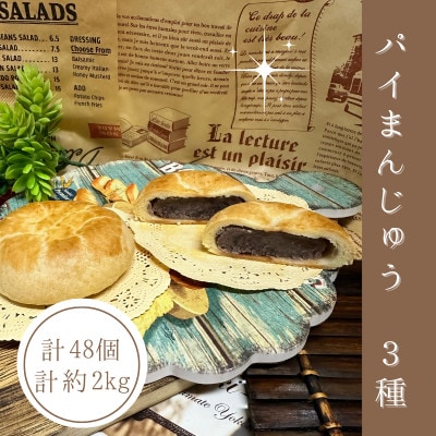 【訳あり】サクサク＆モチモチ!パイまんじゅう3種　48個　約2kg