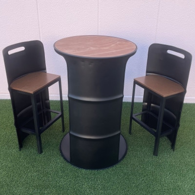 ドラム缶リメイク　HIGHチェアーテーブルセット　マットブラック限定