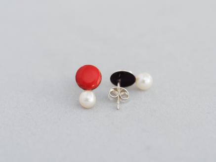 Kenichi Kondo　パール付き七宝ピアス・丸