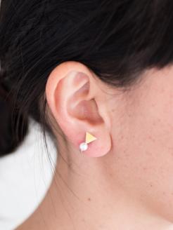 Kenichi Kondo　パール付き七宝イヤリング・三角