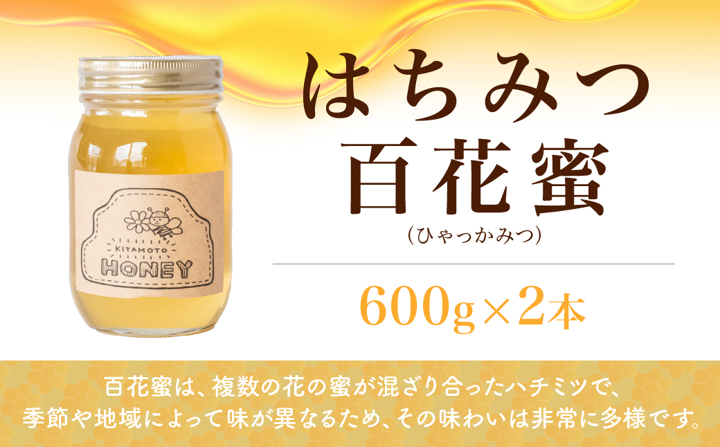 北本産 百花はちみつ 600g×2瓶