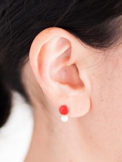 Kenichi Kondo　パール付き七宝ピアス・丸