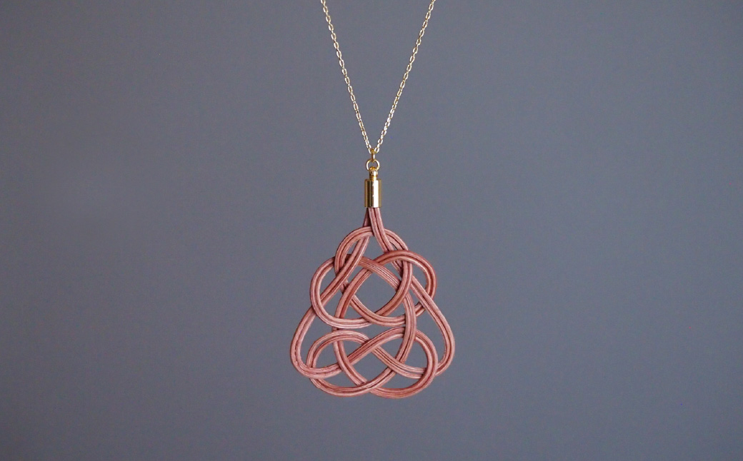 ネックレス 桜 草木染め ラタン あわじ結び 桜色 ネックレス