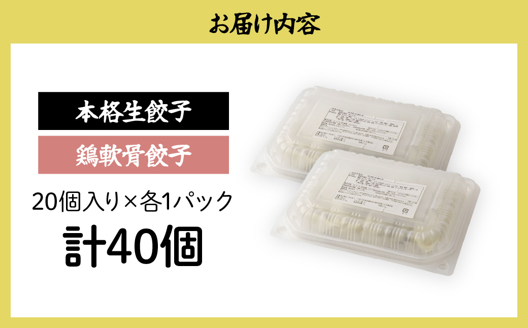 鶏軟骨餃子/本格生餃子セット 40個 － 鶏軟骨餃子 20個 生餃子 20個