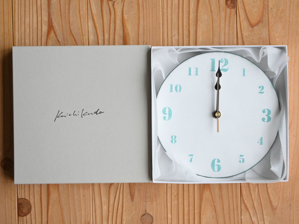 時計 壁掛け時計 文字盤M 七宝（白地に水色文字）