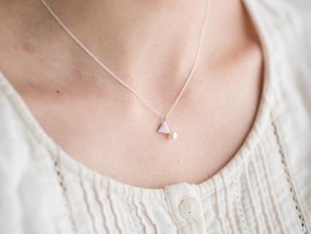 Kenichi Kondo　パール付き七宝ネックレス・三角