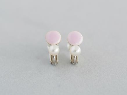 Kenichi Kondo　パール付き七宝イヤリング・丸