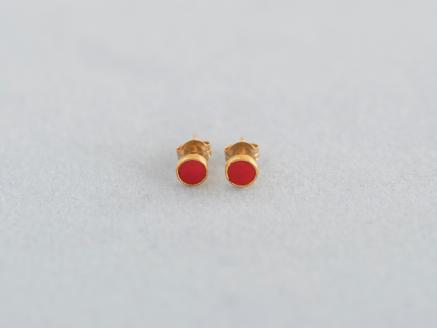 ピアス K18 レッド 七宝 Kenichi Kondo K18 レッド