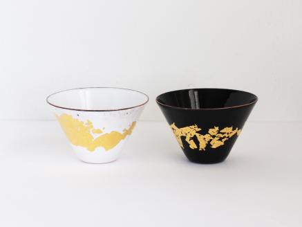 Kenichi Kondo　七宝ぐい呑　黒白ペア【三角】