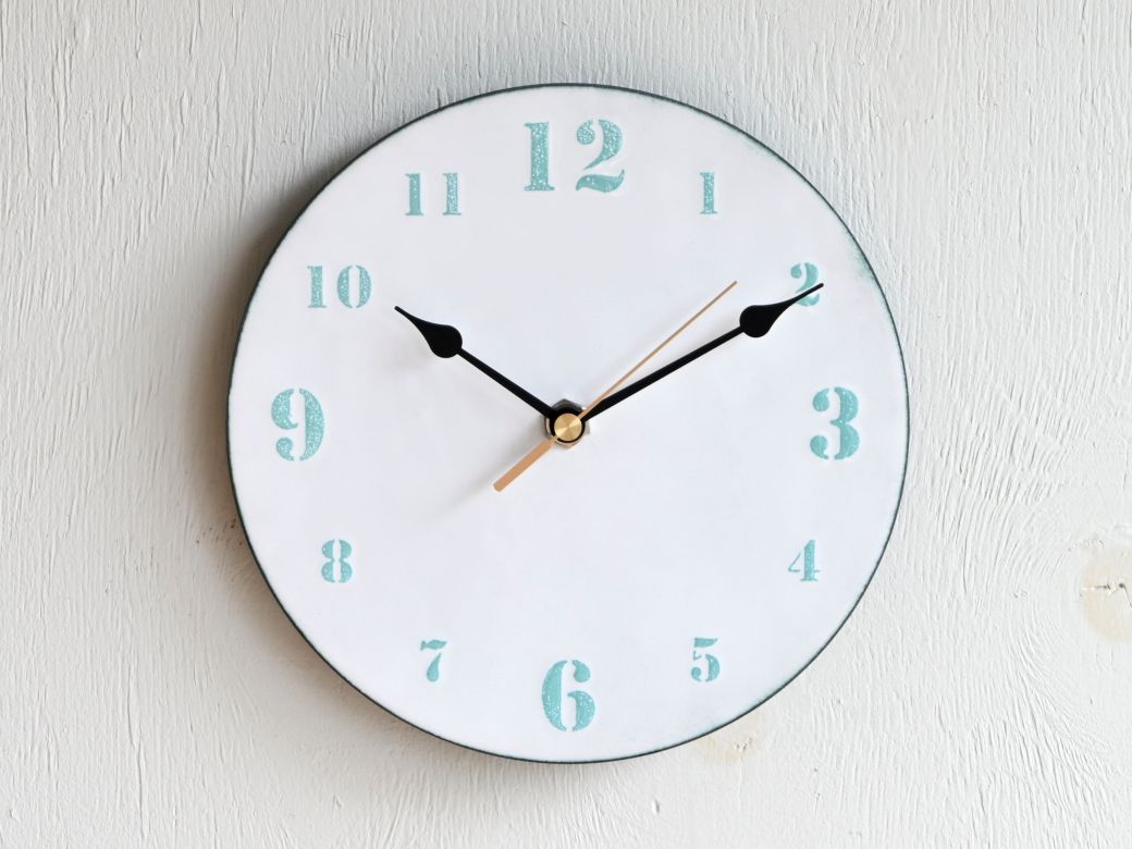 時計 壁掛け時計 文字盤M 七宝（白地に水色文字）