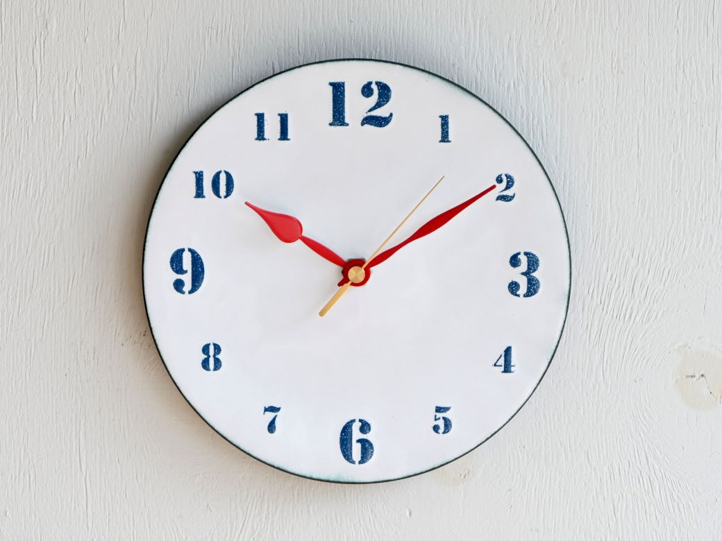 時計 壁掛け時計 文字盤M 七宝（白地に青文字）