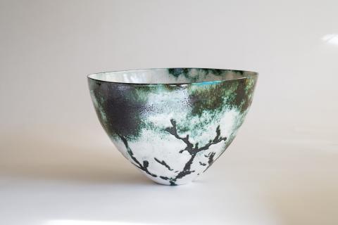 [一点物]石戸蒲ザクラ100周年記念 Kenichi Kondo 七宝サラダボウル「刹那」[七宝 七宝焼き 装飾 ギフト 作品 手づくり 桜 さくら]