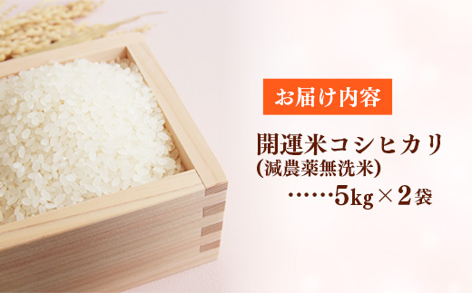 【無洗米】令和7年産 開運米 コシヒカリ（減農薬）幸手産 - 5kg×2袋 10kg こしひかり 福祉 応援 安心 安全 埼玉県 幸手市 幸手市産 コシヒカリ【無洗米】10kg（5kg×2袋）
