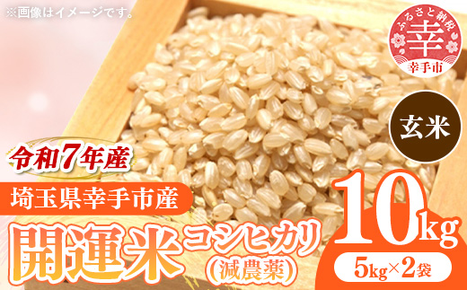 令和7年産 開運米 コシヒカリ 【玄米】（減農薬）幸手産 - 5kg×2袋 10kg こしひかり 福祉 応援 安心 安全 埼玉県 幸手市 幸手市産 コシヒカリ【玄米】10kg（5kg×2袋）