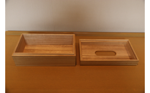 熟練桐たんす職人が手作りした桐のティッシュボックス（大）＜クリアオイル塗装＞　【11246-0168】