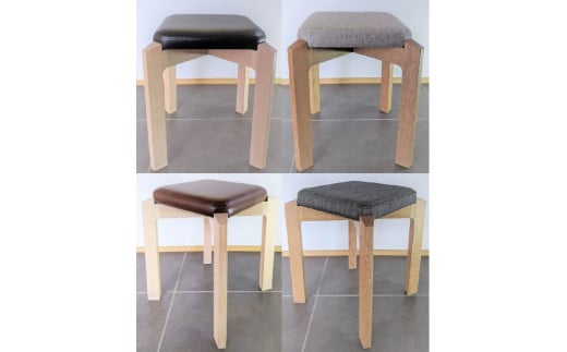 木製スツール(木部：ホワイト 座面：ブラック) FAA-139