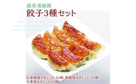 【焼くだけ簡単！化学調味料不使用 会員制高級中華 銀座飛雁閣】餃子3種セット(50ヶ) 本格中華 低糖質 健康 美容 広東風 焼き餃子 黒豚 大葉 冷凍 グルメ おかず ※沖縄県・離島への配送不可 FAA-174